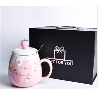 Ceramic Coffee Mug With Lid And Spoon Cute Creative Kawaii Water 25b79459 3f16 4a32 9669 598f385ed052