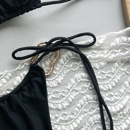Sexy Bikini Pure Color Tied Split Ladies