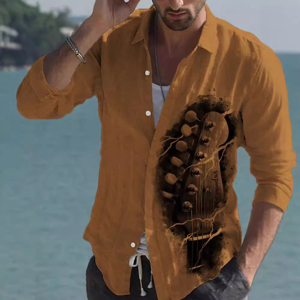 Color Matching Bamboo Linen Printed Men's Shirt 25df2e37 748e 4d19 8cb8 5ea7f86afaa3