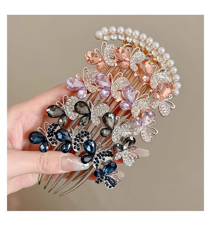 Rhinestone Butterfly Insert Comb For Updo Barrettes