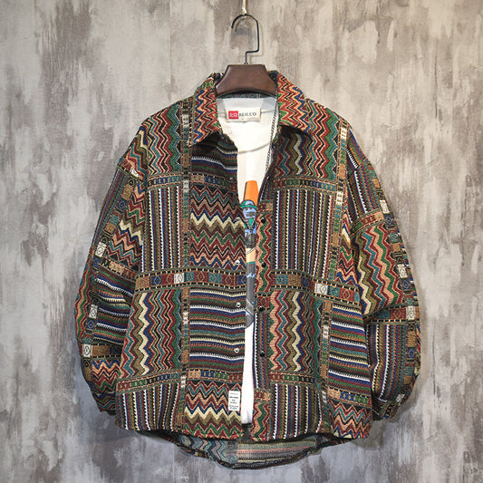 Retro Ethnic Style Long-sleeved Men's Shirt 25e28586 4150 470e 95d6 54f967d81da5