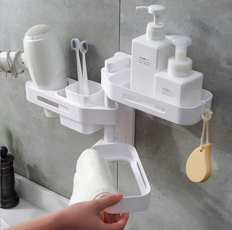 Rotating wall-mounted storage box kitchen bathroom toilet debris plastic punch-free storage finishing box 2601450025744