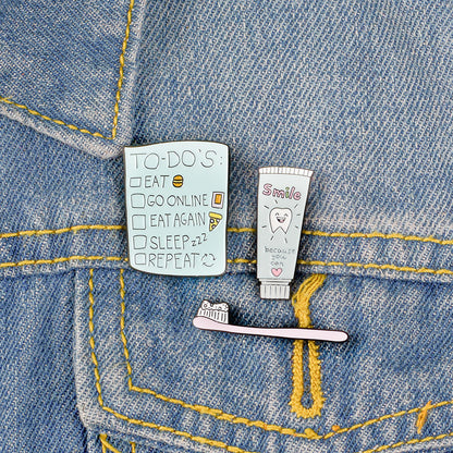 Cute cartoon toothpaste toothbrush brooch 2607834577726