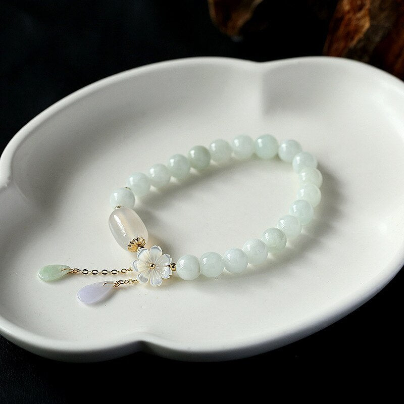 Shell flower jade water drop bracelet 2608820541138