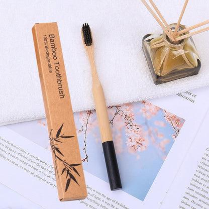 Natural bamboo handle round bamboo toothbrush 2609171544715