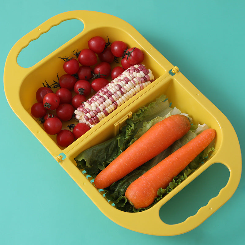 Folding Drain Basket Leaking Fruit Box Vegetable Container Drain Rack Sink with Handle Storage Baskets 2614203432521