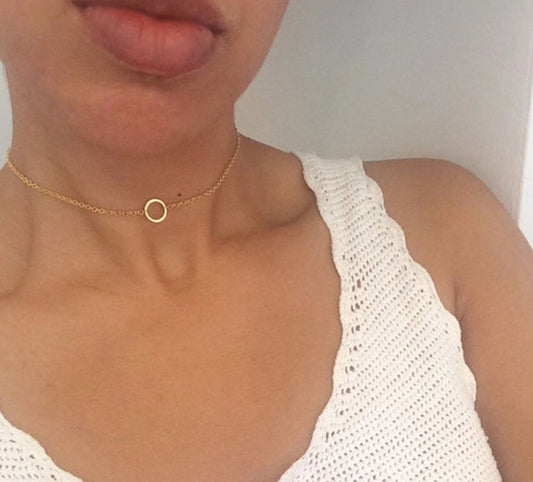 Chain metal ring short necklace 26157801253420