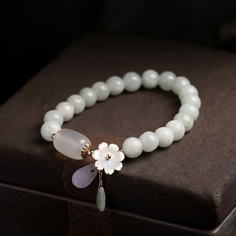 Shell flower jade water drop bracelet 263383150334