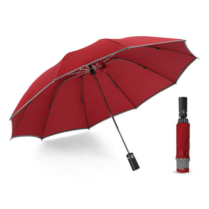 Inverted Umbrella Travel Portable Windproof Folding Umbrella,10Ribs Auto  Close Umbrella,Reflective Stripes For Night Safety 