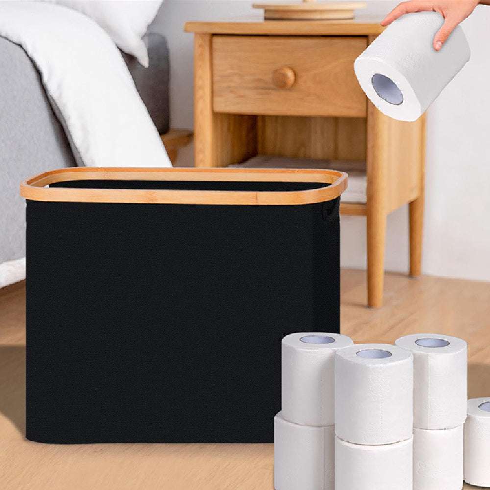 Bamboo Cover With Transparent Roll Paper Storage Basket 264a3357 8107 4d8e 8662 939a2eab5a79