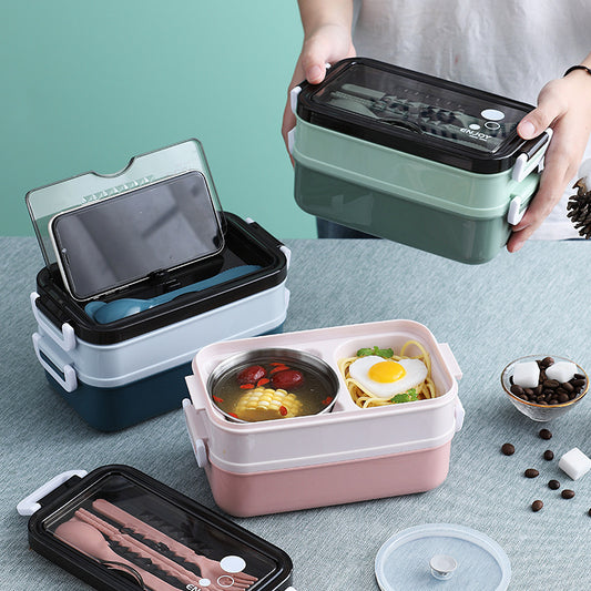 304 Stainless steel double-layer lunch box - HD Wireless Product #1