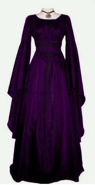 Halloween Long Sleeve Round Collar Belt Irregular Ladies Dress Halloween Witch Costume 267793501655