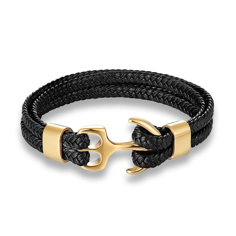 Stainless steel leather bracelet leather cord 2679178461322