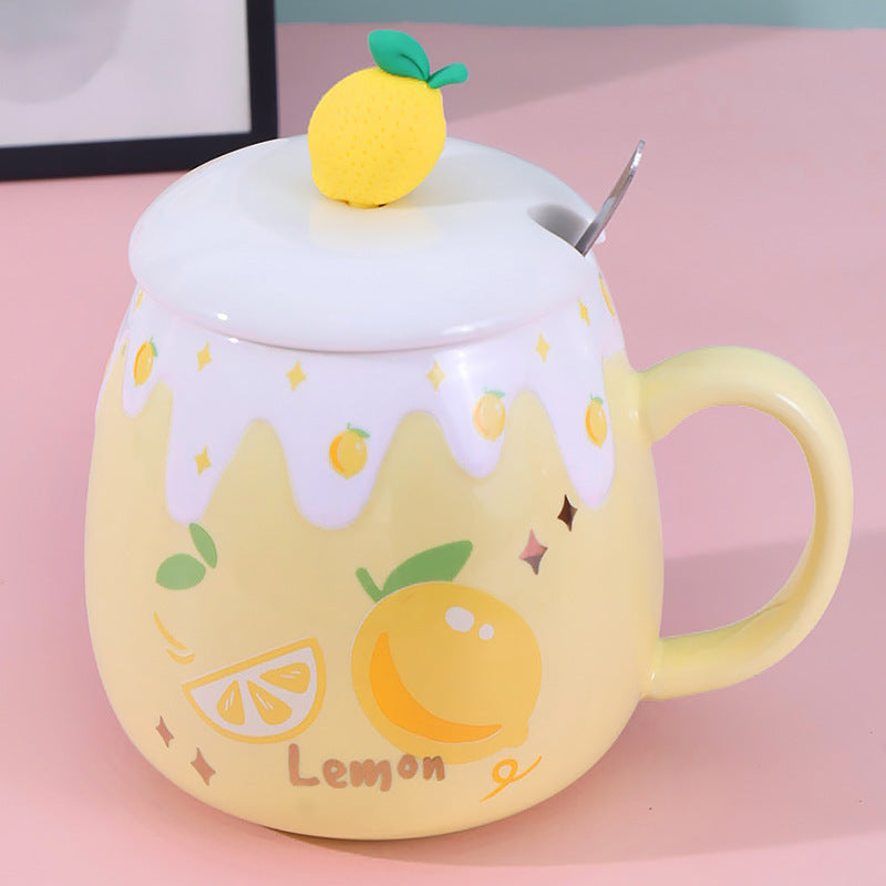 Ceramic Coffee Mug With Lid And Spoon Cute Creative Kawaii Water 26797725 5288 439f 97cc 064a3829aceb