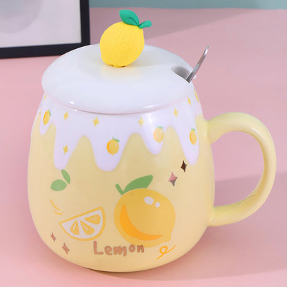 Ceramic Coffee Mug With Lid And Spoon Cute Creative Kawaii Water 26797725 5288 439f 97cc 064a3829aceb