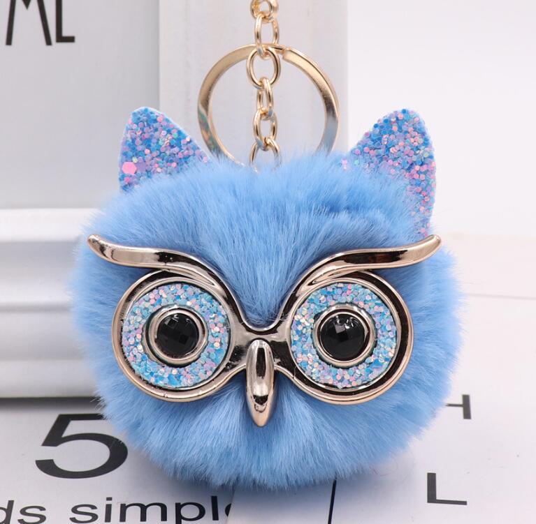 Lovely Owl Plush Doll Kids Favors Fur Ball Key Chain 2686052367318
