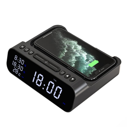 15W Three-in-one Wireless Charger Temperature Tester Multi Alarm Clock Fast Charging Mobile Phone Usb Charger Charging Station - HD Wireless Product #12