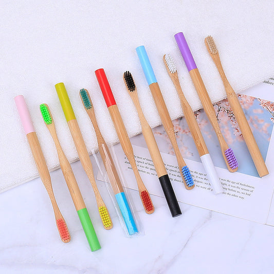 Natural bamboo handle round bamboo toothbrush 2692108132401