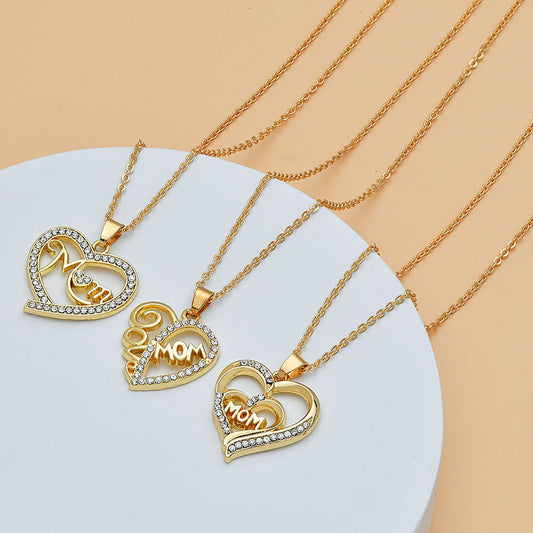 Mother's Day Mom Heart Shape With Diamond Letter Necklace For Women Fine Jewelry Women Accessories Fashion Jewelry 2698a93c c