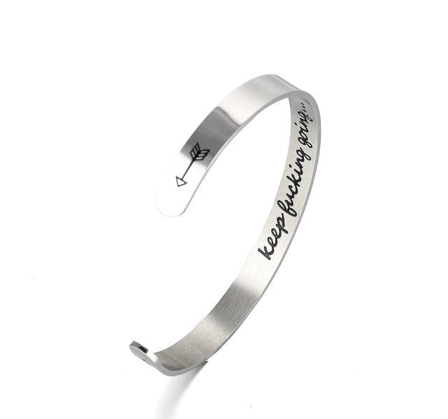 Mantra Bracelet With Quotes Stainless Steel Cuff Inspirational Jewelry Graduation Gift 2699057206620