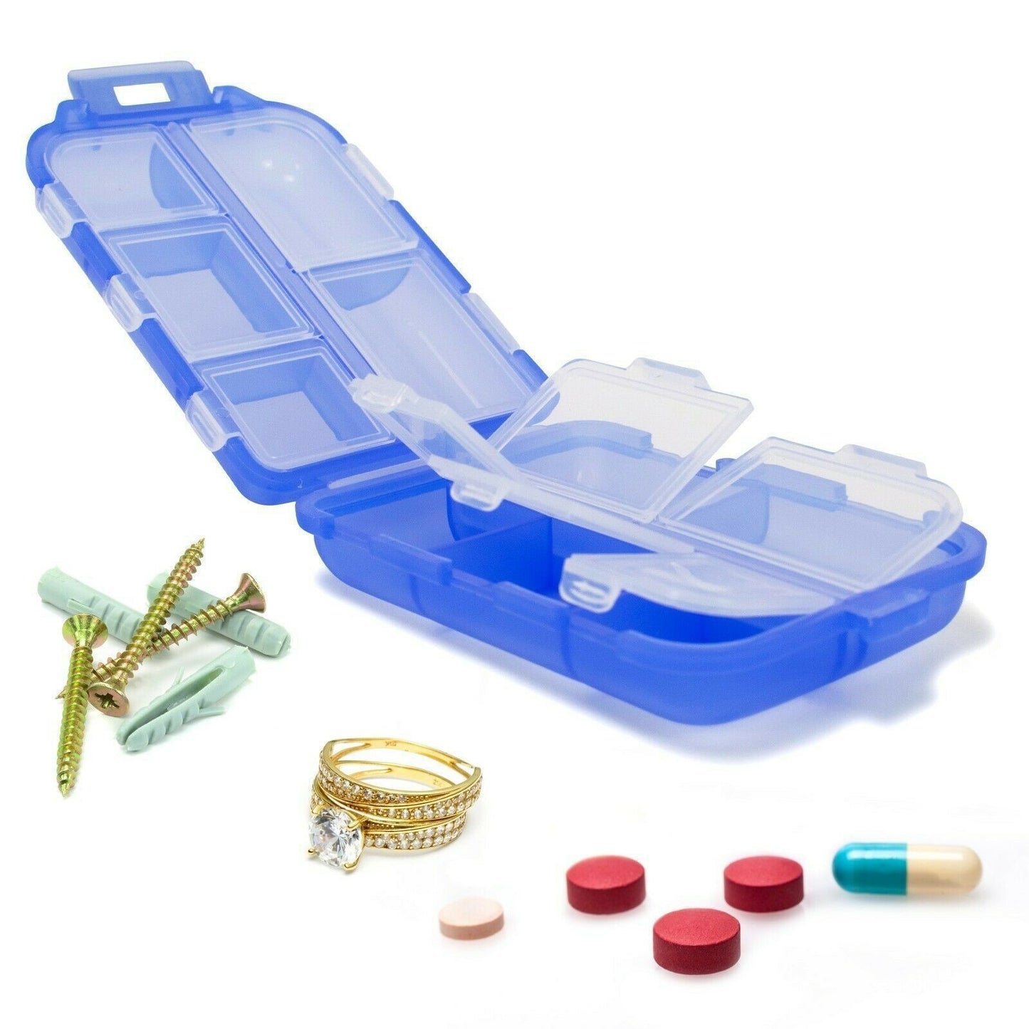 Travel Pill Organizer 10 Grid  Moisture Proof Pills Box For Pocket Purse Daily Pill Case Portable Medicine Vitamin Holder Con
