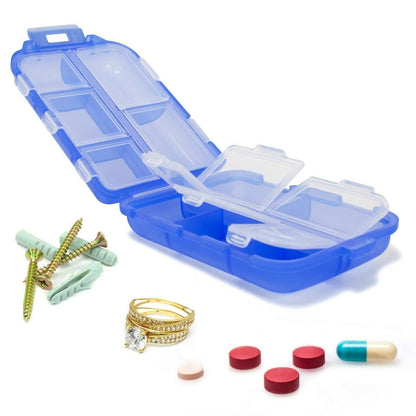 Travel Pill Organizer 10 Grid  Moisture Proof Pills Box For Pocket Purse Daily Pill Case Portable Medicine Vitamin Holder Con