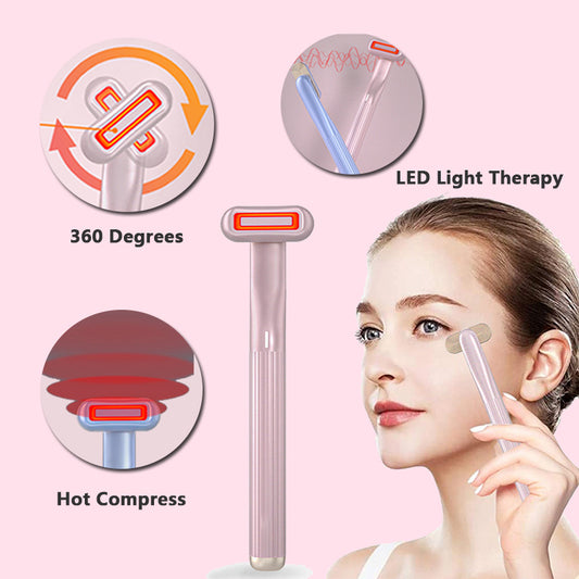 New Upgraded 360 Degrees Rotary Eye Massage Therapeutic Warmth Face Massage Red LED Light 5-in-1 Skincare Tool Wand 26bf149d 