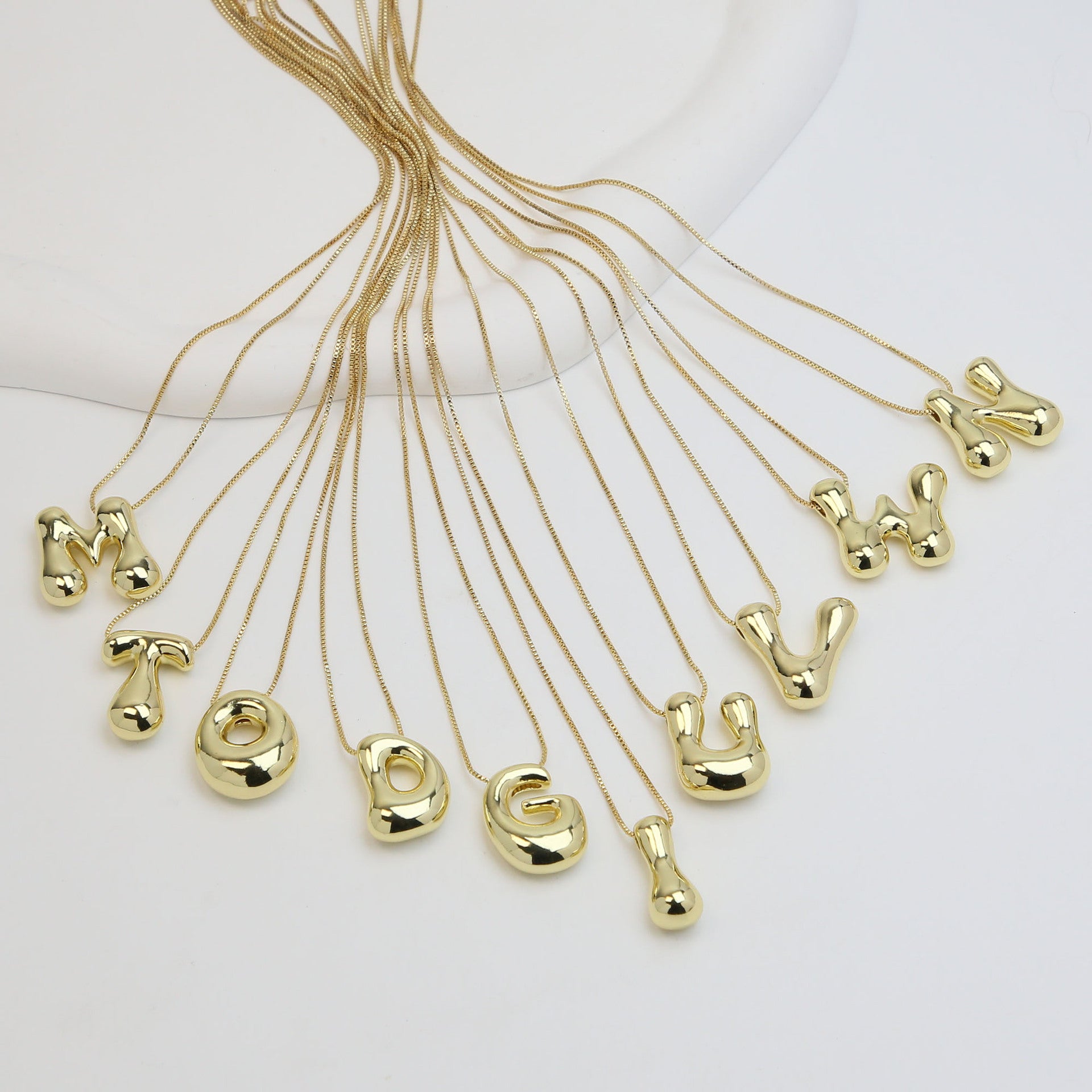 Brass Glossy Balloon English Letter Pendant Necklace 26d909eb a8ca 4140 a793 4ad7a84cabe0