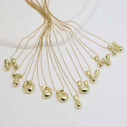 Brass Glossy Balloon English Letter Pendant Necklace 26d909eb a8ca 4140 a793 4ad7a84cabe0