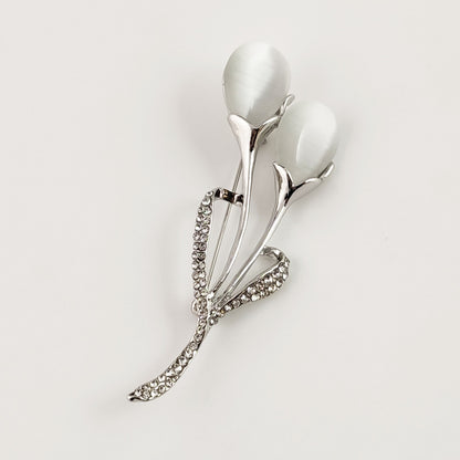 Fashion Opal Stone Tulip Brooch Pin Elegant Jewelry Flower Brooches Rhinestone 2705333557002