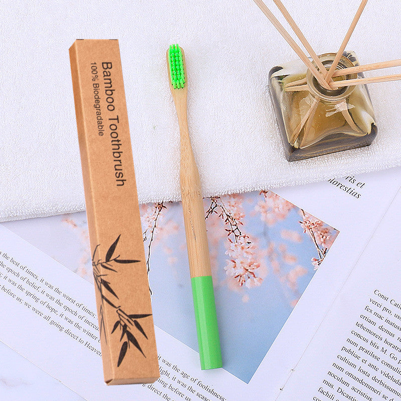 Natural bamboo handle round bamboo toothbrush 2732036946852