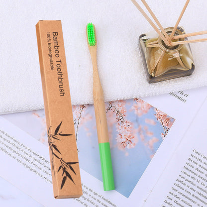 Natural bamboo handle round bamboo toothbrush 2732036946852