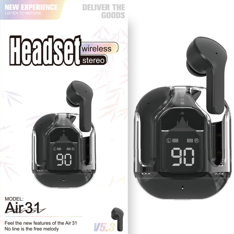 New Mini Transparent Wireless Bluetooth Headset Digital Display ENC Noise Reduction True Wireless Sports Music 27339acc f327 
