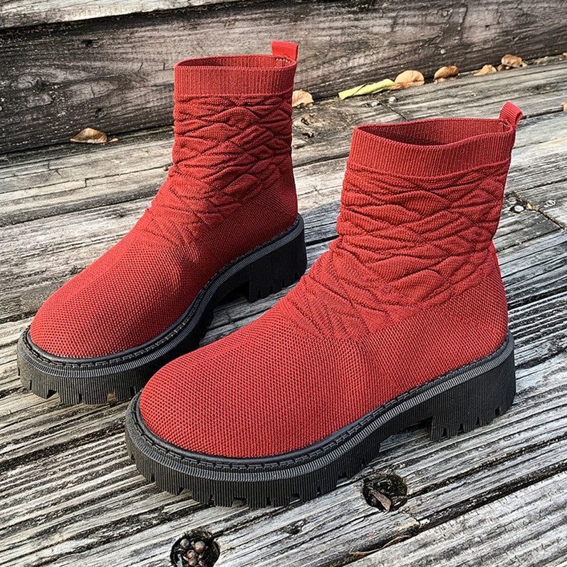 Women's Thick Heel Solid Color Casual And Comfortable Martin Boots 273e586c 114b 4c39 899a 03a745fdb1bc