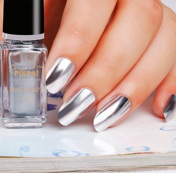 Mirror silver nail polish plating metal mirror silver oil 6ml environmental nail polish factory direct sales 2749334955385