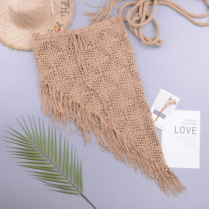 European And American Women's See Through Hollow Knitted Skirt With Slanted Fringe Beach 2763ac09 60b8 475a af18 b444f3bc5ab7
