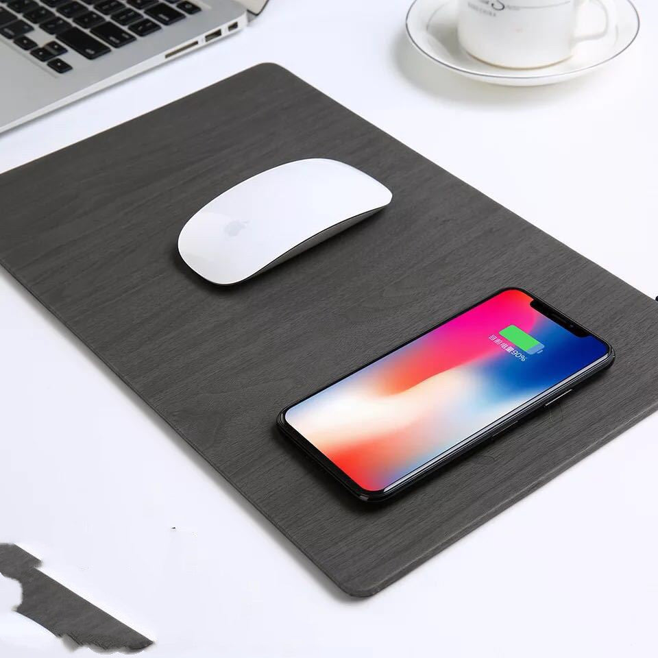 Mobile Phone Qi Wireless Charger Charging Mouse Pad Mat PU Leather Mousepad 2765750892736
