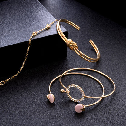 Classic Arrow Knot Round Crystal Gem Multilayer Adjustable Bracelet Set Women Fashion Party Jewelry Gift 2768593972584