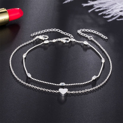 Double-layered anklet Retro beach ball chain heart-shaped anklet 2770302800170