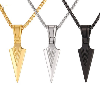 European America jewelry men stainless steel spear necklace with chain 27853552329991