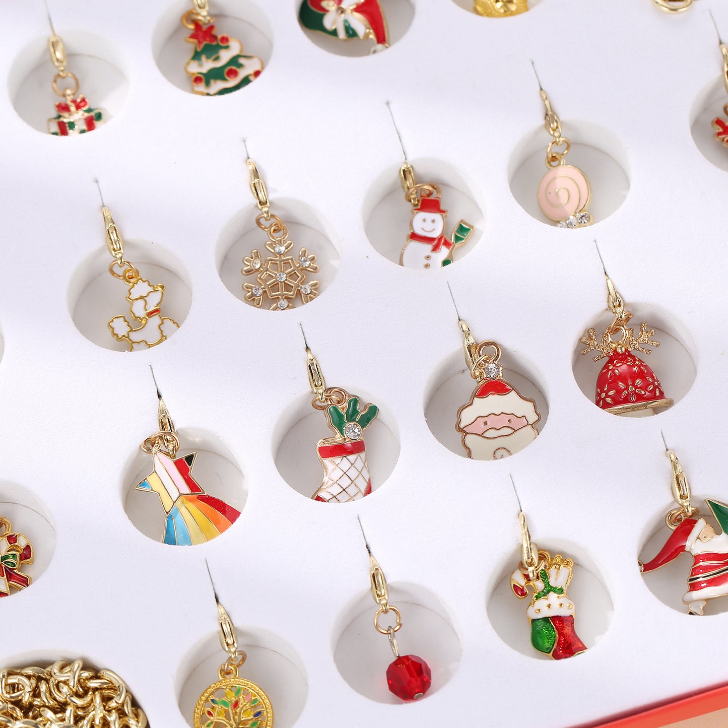 Christmas Advent Calendar Christmas Themed DIY Charm Jewelry Bracelet Necklace Making Kit for Girls 2789821695255