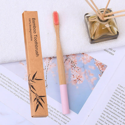 Natural bamboo handle round bamboo toothbrush 27909688801