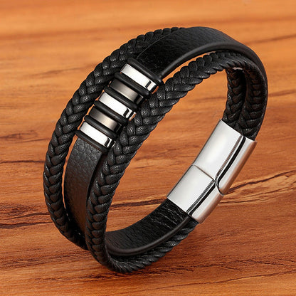 Men's multi-layer braided leather bracelet 2795822283847