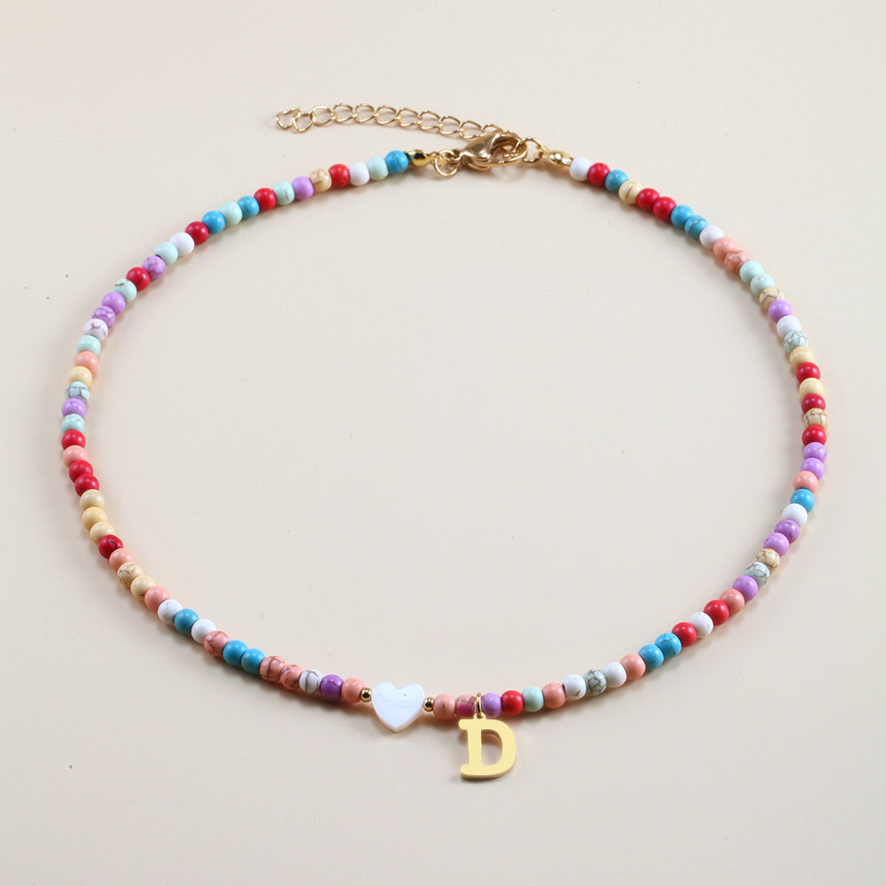 Colorful Beads Initial Choker For Women Stainless Steel Lett 2798c8e6 8083 4f1c 86f3 f761dedea616