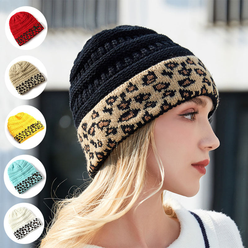 Beanie Women's Warm Leopard Print Knitted Hat Winter 27bb1e91 5de7 4a84 bfdc f4647c1b672e