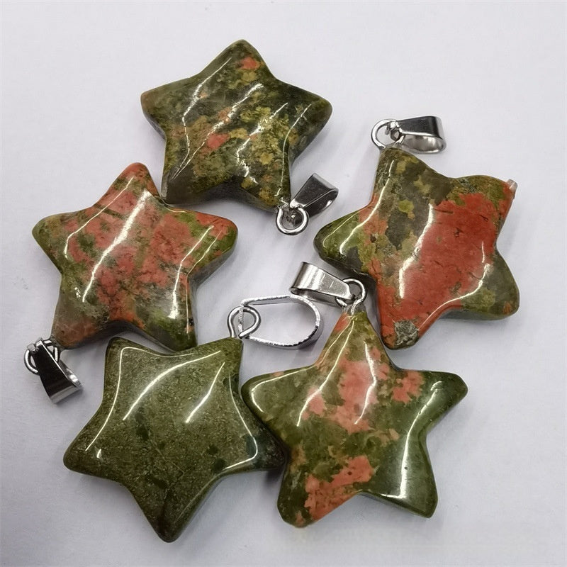Natural Stone Crystal Agate Shuangbu Face Five-pointed Star Pendant 27ea5156 61ee 4239 9a62 e343303e8eb9 fine