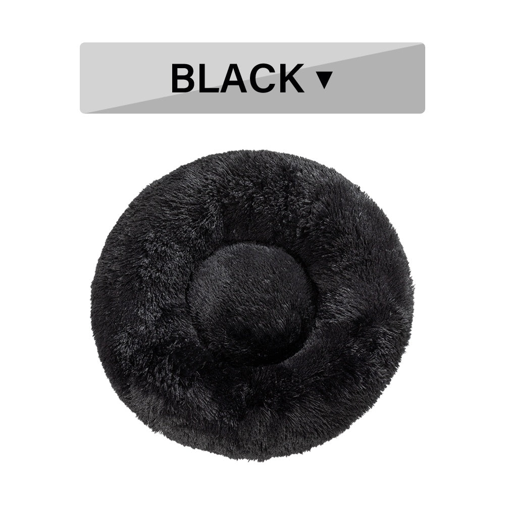 Fluffy Donut Dog Bed  Warm Soft Long Plush Pet Cushion Dog House Cat  Bed Washable Pet Sofa Mat Calming Samll Large Dog Beds 