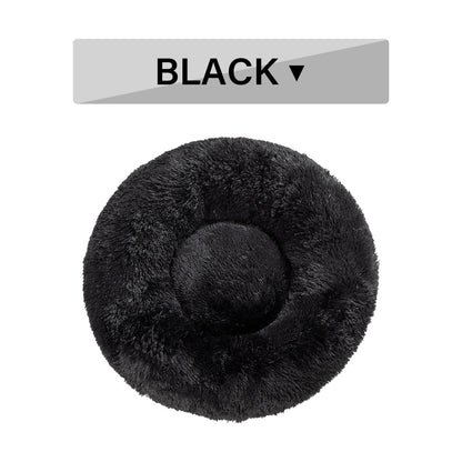 Fluffy Donut Dog Bed  Warm Soft Long Plush Pet Cushion Dog House Cat  Bed Washable Pet Sofa Mat Calming Samll Large Dog Beds 