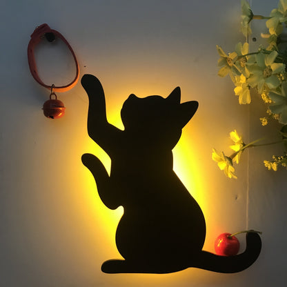 LED Animal Dog Cat Night Light Kitten Smart Sound Sensor Control Wall Lamp Home Corridor Balcony Night Lamp Baby Kids Sleep L