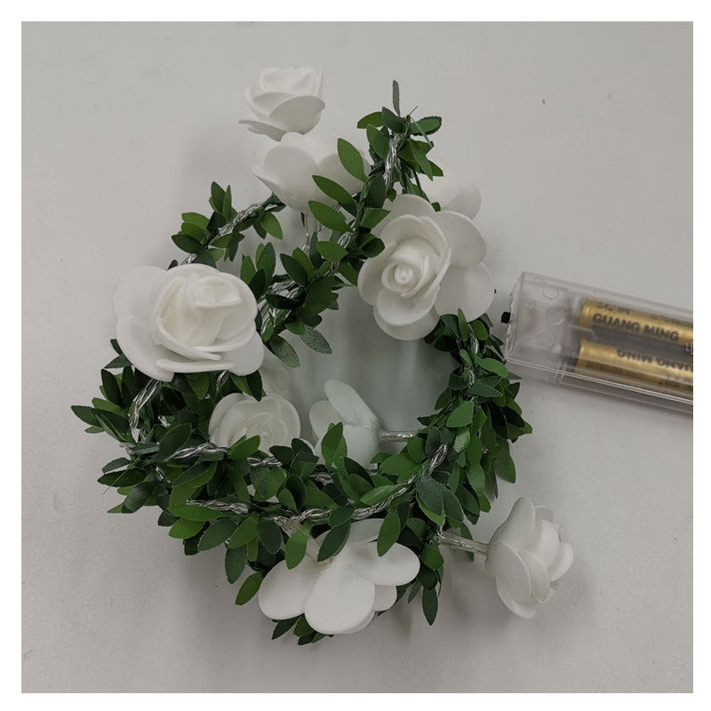 Rose Flower Vine String LED Lights Decoration Green Leaf Garland Battery USB Solar Powered Warm White Fairy Lights 2802606031